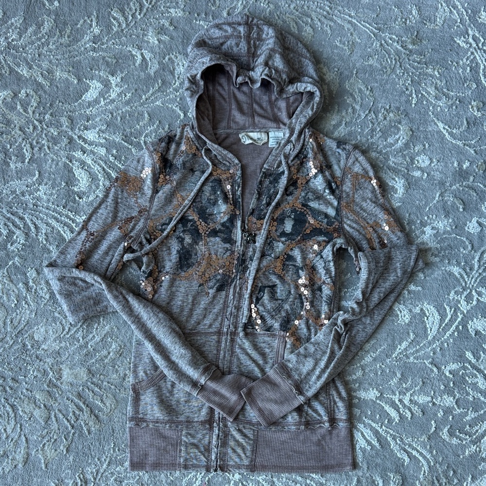 Miss Me Sequin Full Zip-Up Hoodie